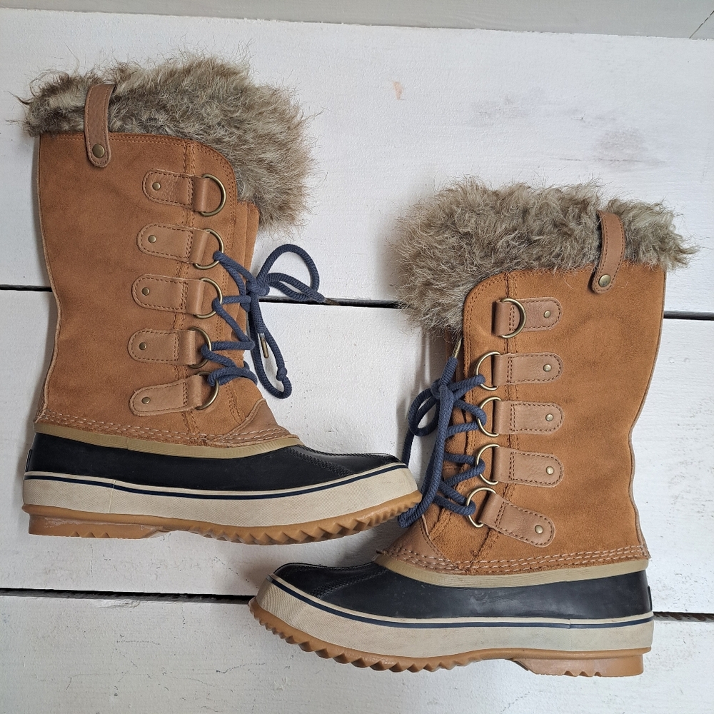 Sorel Boots Joan Of Arctic Tan Lace Up Waterproof Boots Women's Size 10 - Picture 2 of 13